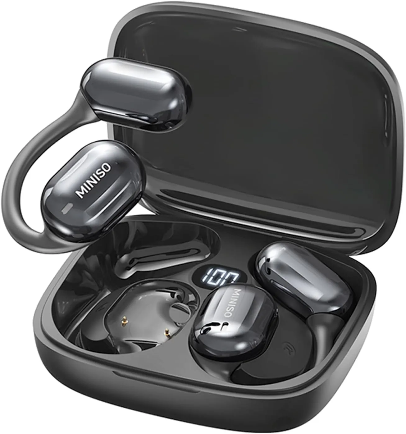 MINISO Translation Earbuds Real Time AI Language Translator Earbuds Over The Ear Ear Buds for 135 Languages Two-Way Translation Device fit iOS & Android for Travel Business Learning