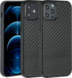 molzar Grip Series for iPhone 12 and 12 Pro Case with Real Weave Carbon Fiber, Built-in Metal Plate for Magnetic Mount, Works with Qi-Certified Chargers, Glossy Black/Weave