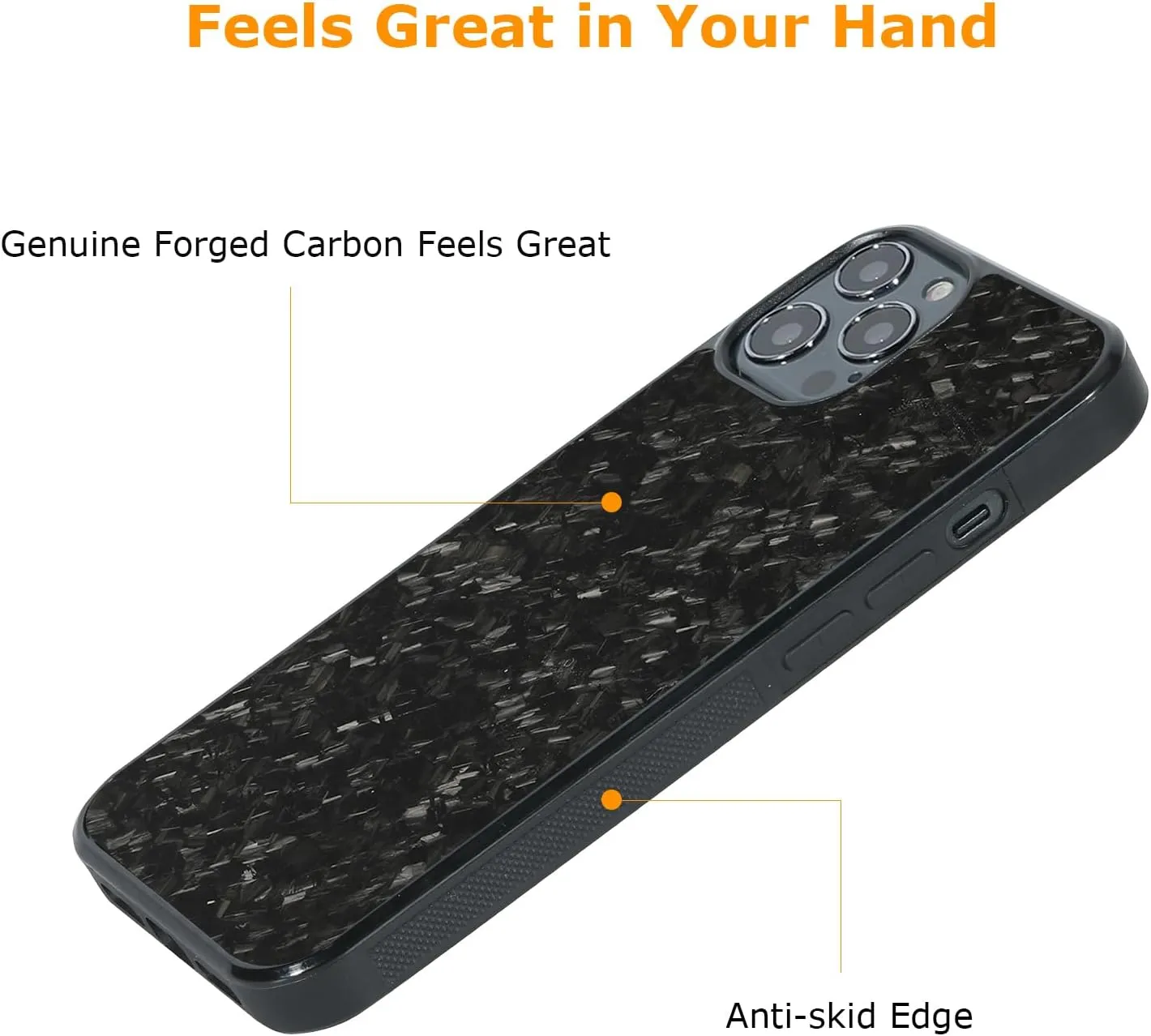 molzar Grip Series for iPhone 12/12 Pro Case with Real Forged Carbon Fiber, Built-in Magnet Ring for Magnetic Mount, Compatible with MagSafe Chargers and Accessories, Glossy Black/Forged