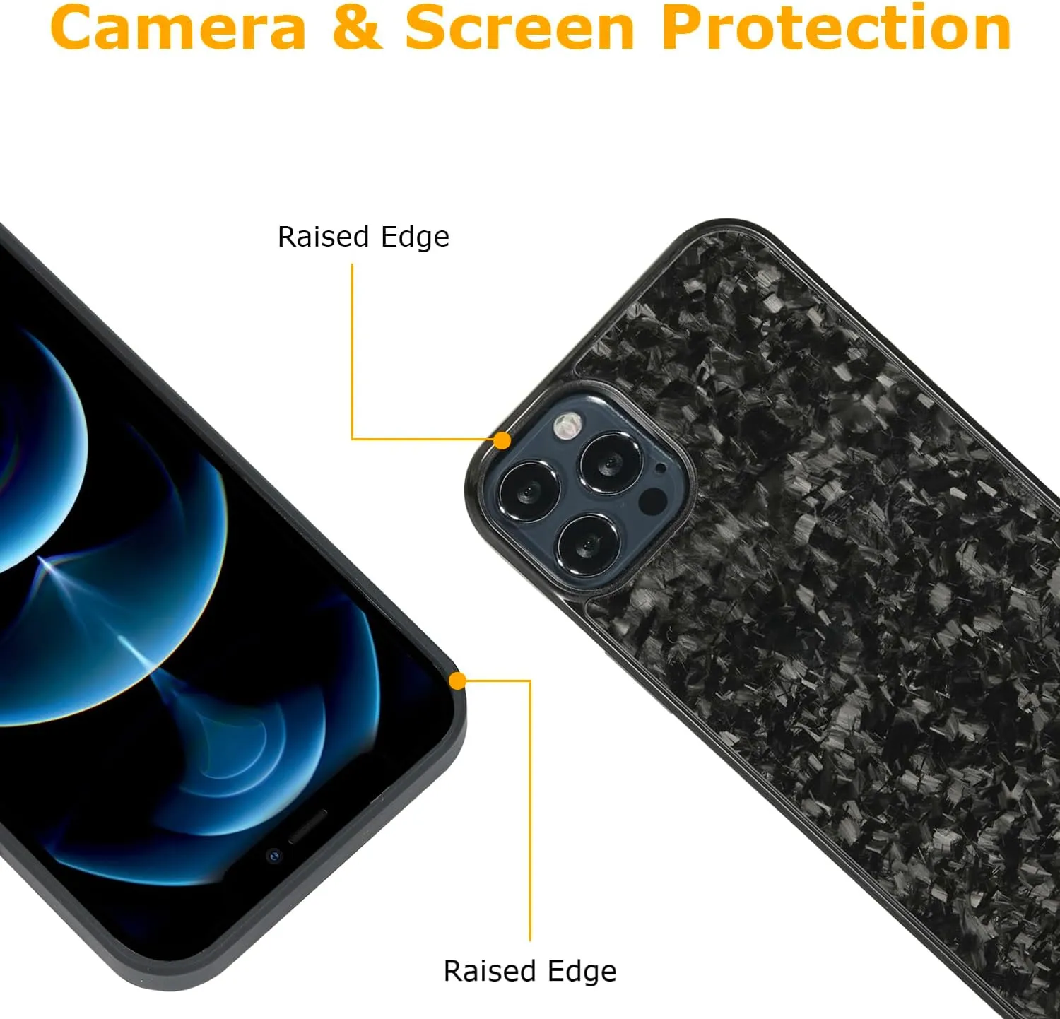 molzar Grip Series for iPhone 12/12 Pro Case with Real Forged Carbon Fiber, Built-in Metal Plate for Magnetic Mount, Works with Qi-Certified Chargers, Glossy Black/Forged