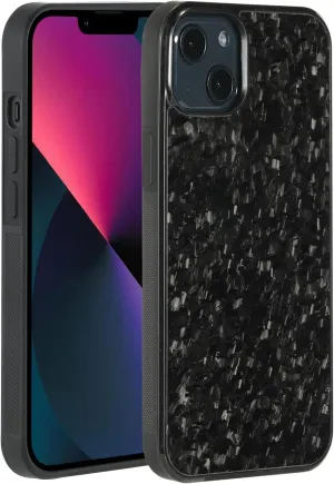 molzar Grip Series for iPhone 13 Case with Real Forged Carbon Fiber, Built-in Metal Plate for Magnetic Mount, Works with Qi-Certified Chargers, Glossy Black/Forged