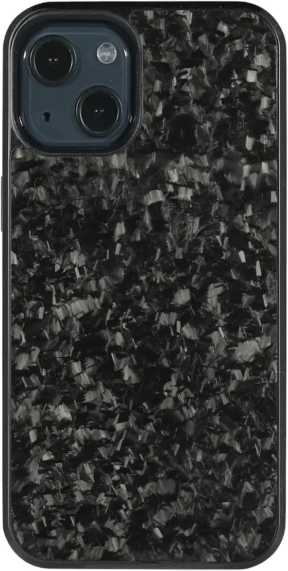 molzar Grip Series for iPhone 13 Case with Real Forged Carbon Fiber, Built-in Metal Plate for Magnetic Mount, Works with Qi-Certified Chargers, Glossy Black/Forged