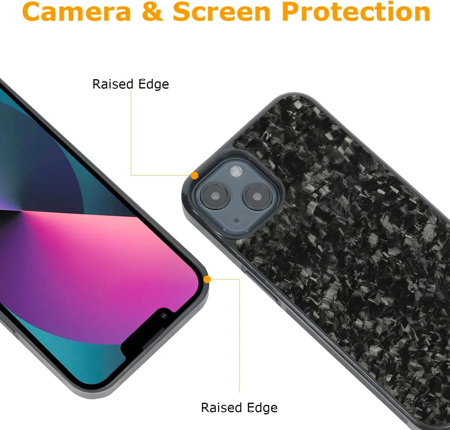 molzar Grip Series for iPhone 13 Case with Real Forged Carbon Fiber, Built-in Metal Plate for Magnetic Mount, Works with Qi-Certified Chargers, Glossy Black/Forged