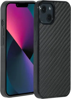 molzar Grip Series for iPhone 13 Case with Real Weave Carbon Fiber, Built-in Metal Plate for Magnetic Mount, Works with Qi-Certified Chargers, Glossy Black/Weave