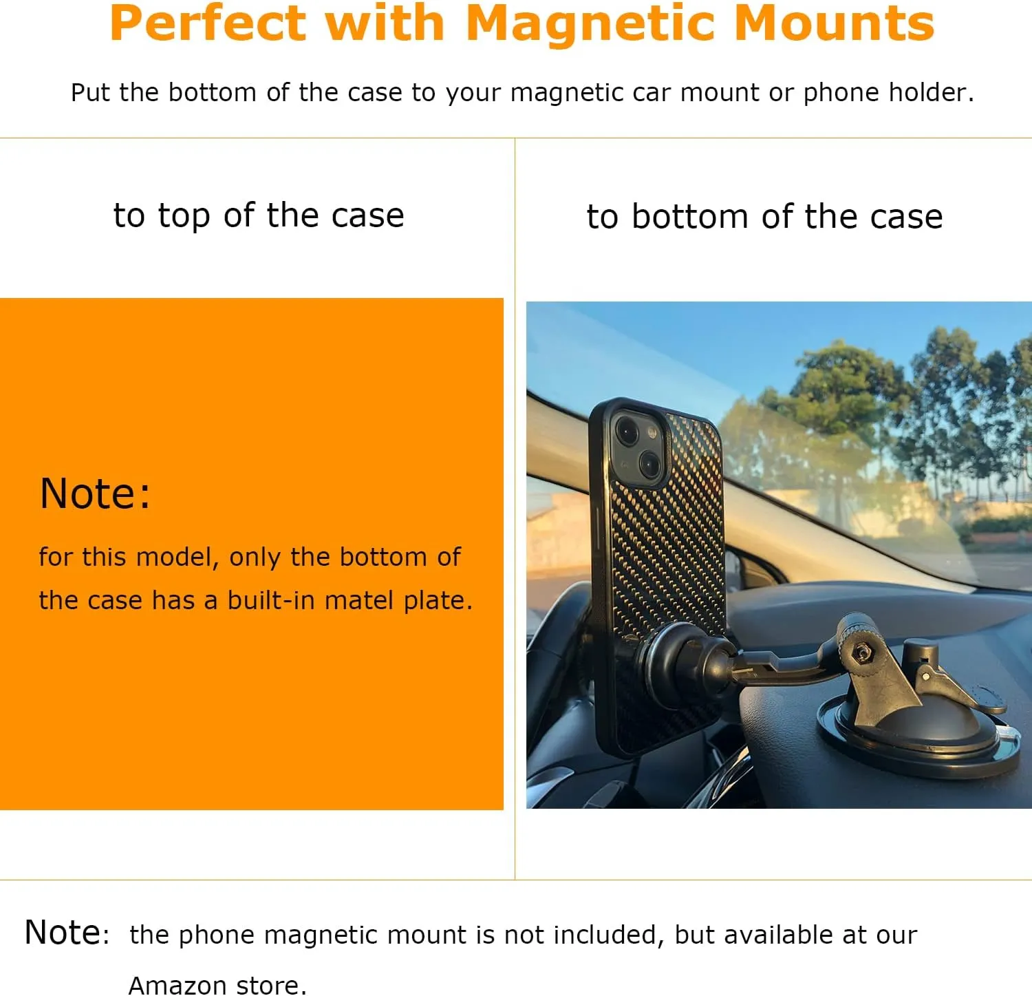 molzar Grip Series for iPhone 13 Case with Real Weave Carbon Fiber, Built-in Metal Plate for Magnetic Mount, Works with Qi-Certified Chargers, Glossy Black/Weave