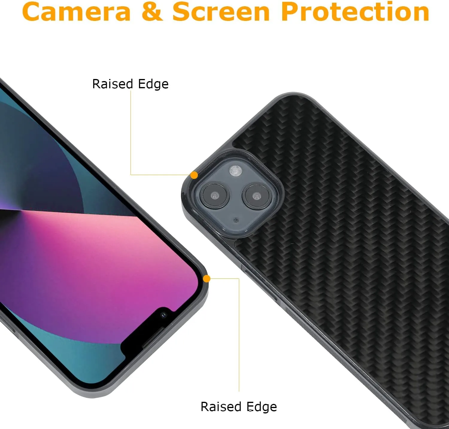 molzar Grip Series for iPhone 13 Case with Real Weave Carbon Fiber, Built-in Metal Plate for Magnetic Mount, Works with Qi-Certified Chargers, Glossy Black/Weave