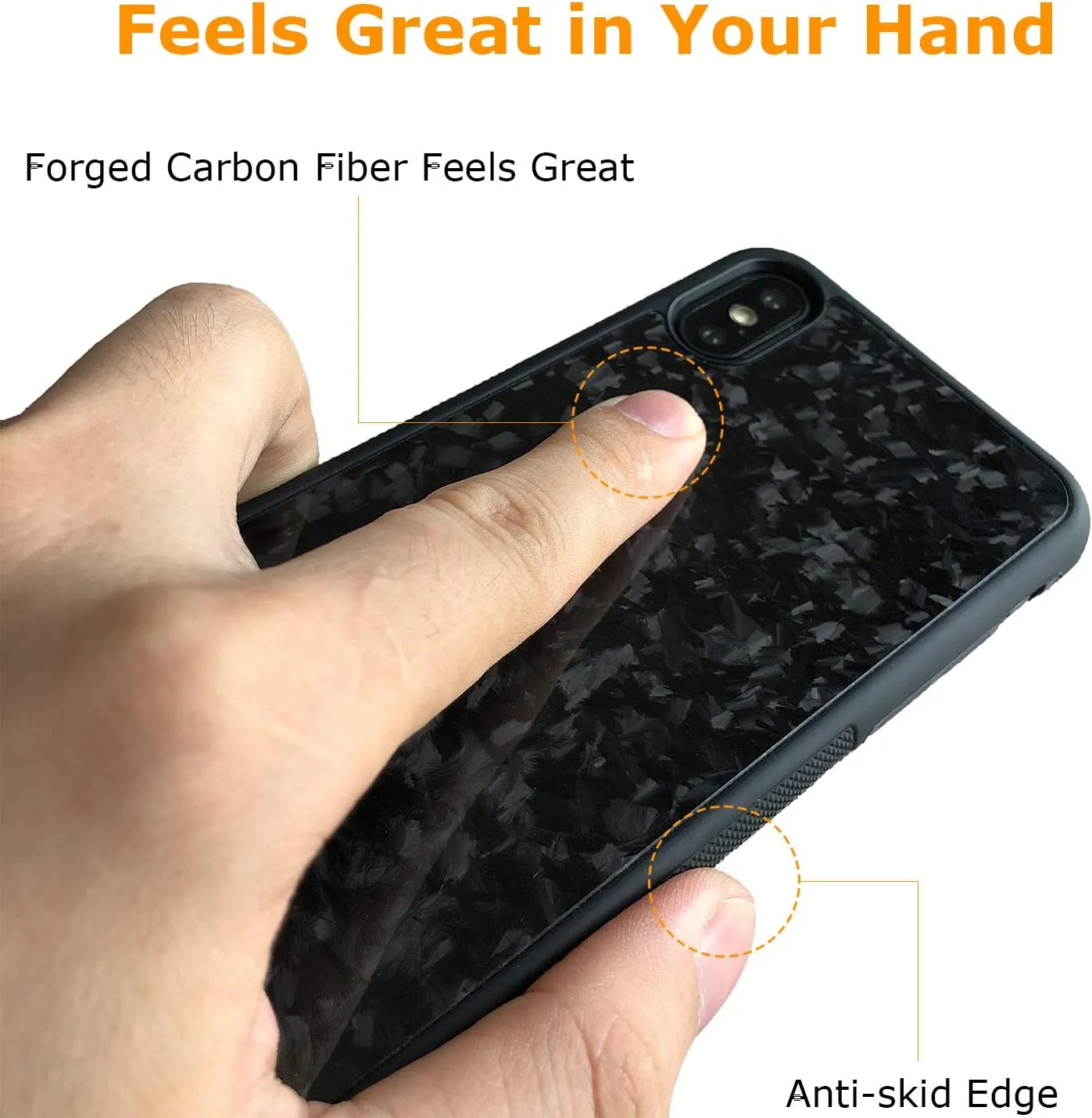 molzar Grip Series for iPhone Xs and iPhone X Case with Real Forged Carbon Fiber, Built-in Metal Plate for Magnetic Mount, Works with Qi-Certified Chargers, Glossy Black/Forged