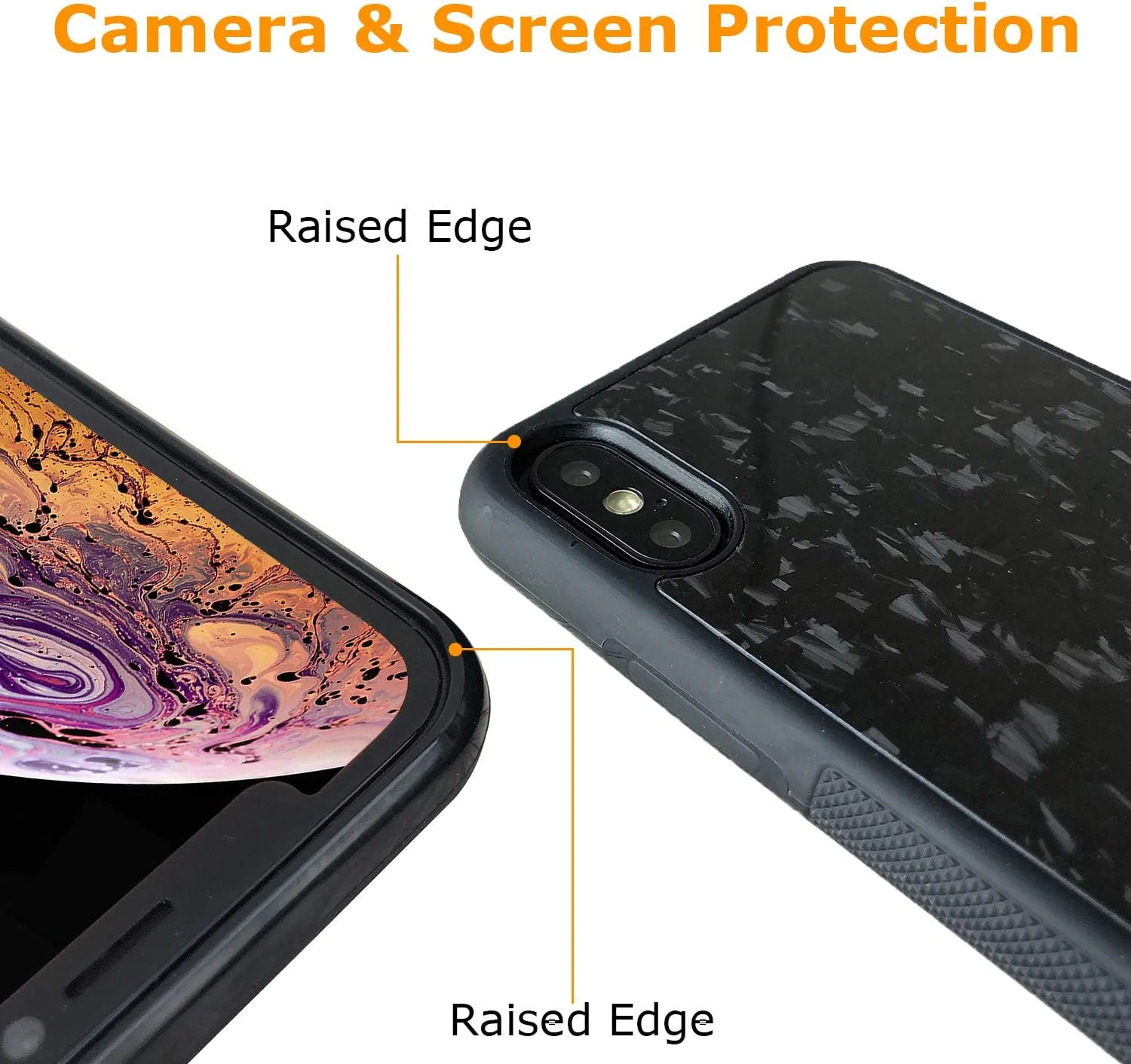 molzar Grip Series for iPhone Xs and iPhone X Case with Real Forged Carbon Fiber, Built-in Metal Plate for Magnetic Mount, Works with Qi-Certified Chargers, Glossy Black/Forged