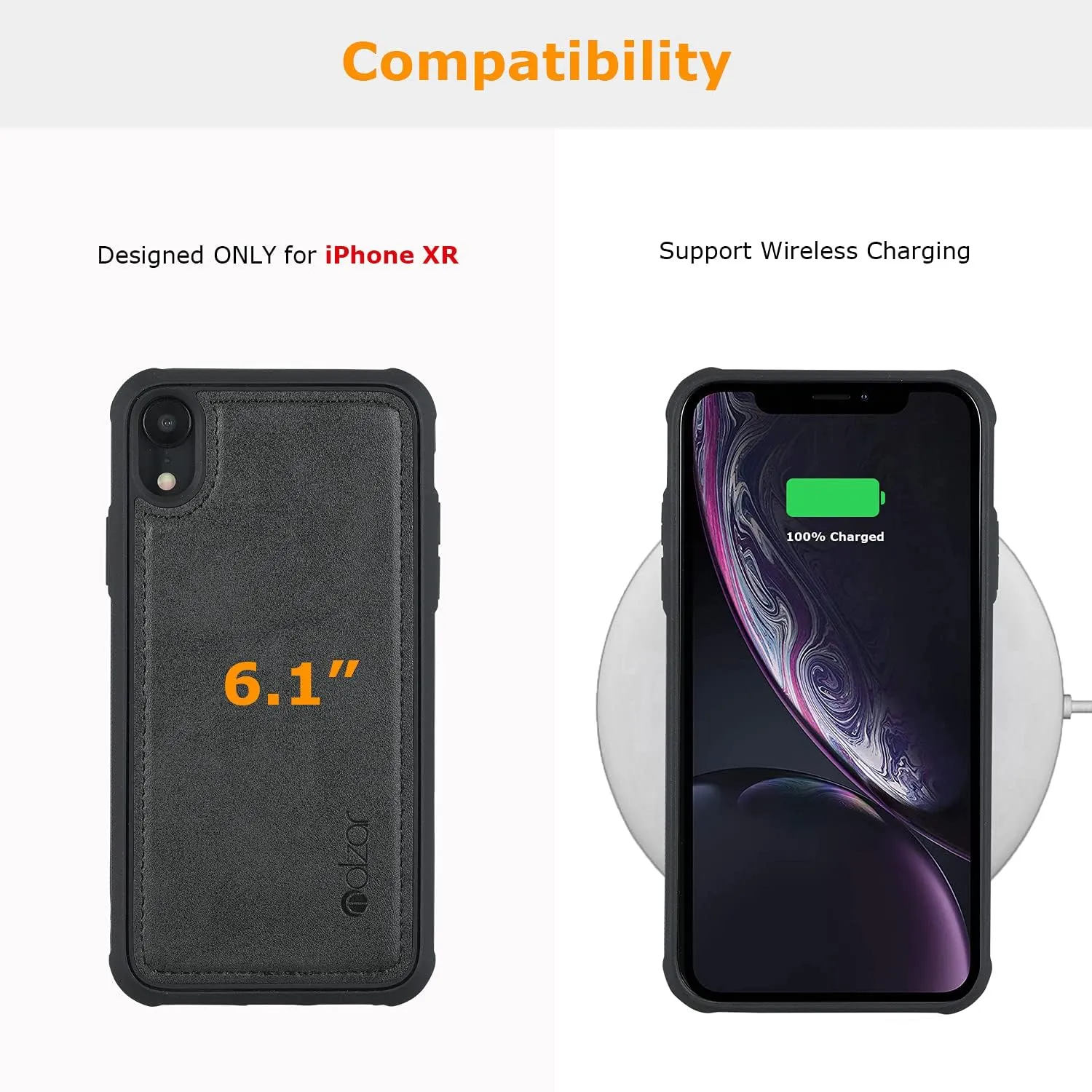 molzar MAG Series for iPhone XR Case, Built-in Metal Plate for Magnetic Mount, Works with Qi-Certified Chargers, Compatible with iPhone XR, Black