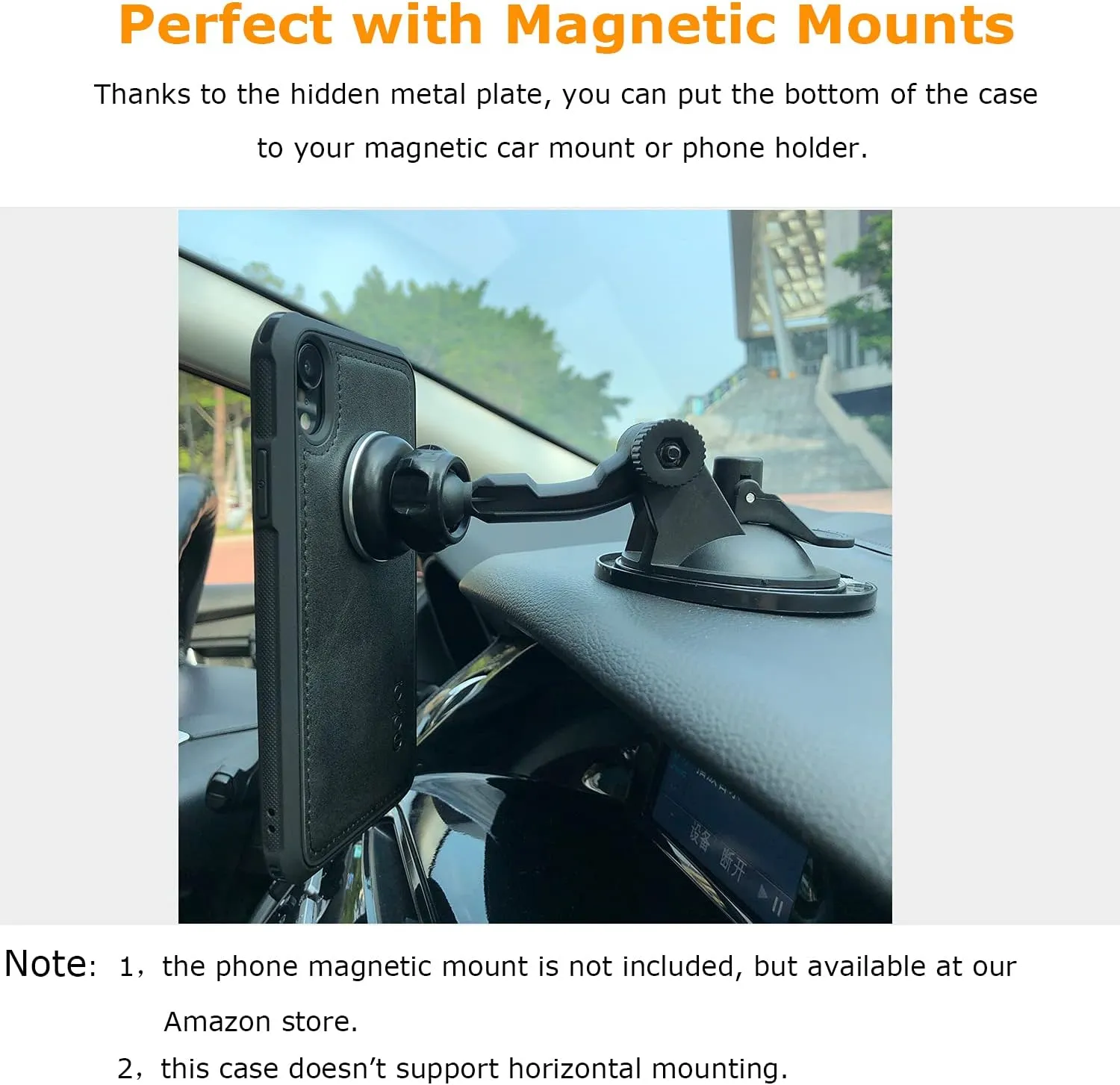 molzar MAG Series for iPhone XR Case, Built-in Metal Plate for Magnetic Mount, Works with Qi-Certified Chargers, Compatible with iPhone XR, Black