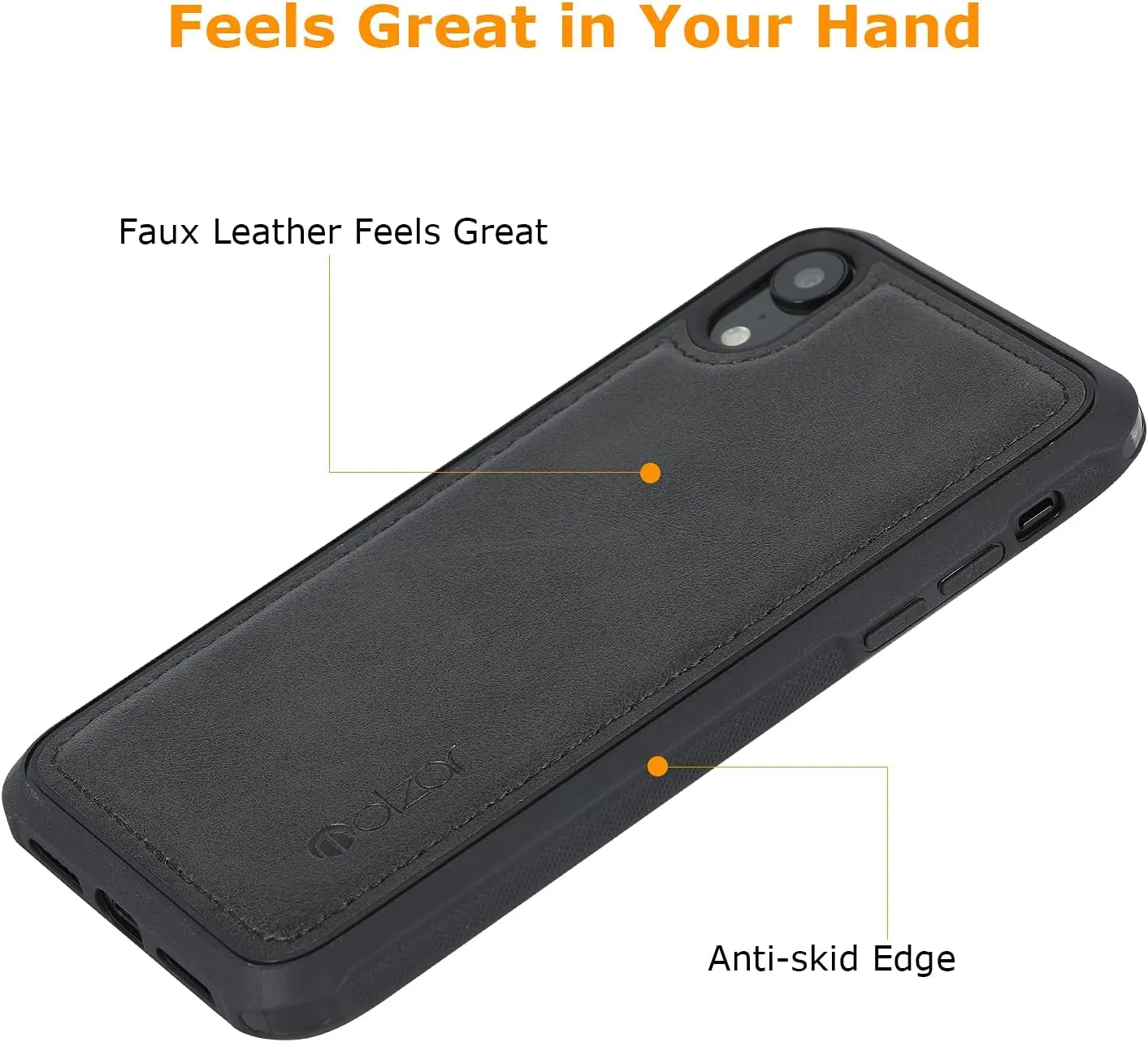 molzar MAG Series for iPhone XR Case, Built-in Metal Plate for Magnetic Mount, Works with Qi-Certified Chargers, Compatible with iPhone XR, Black