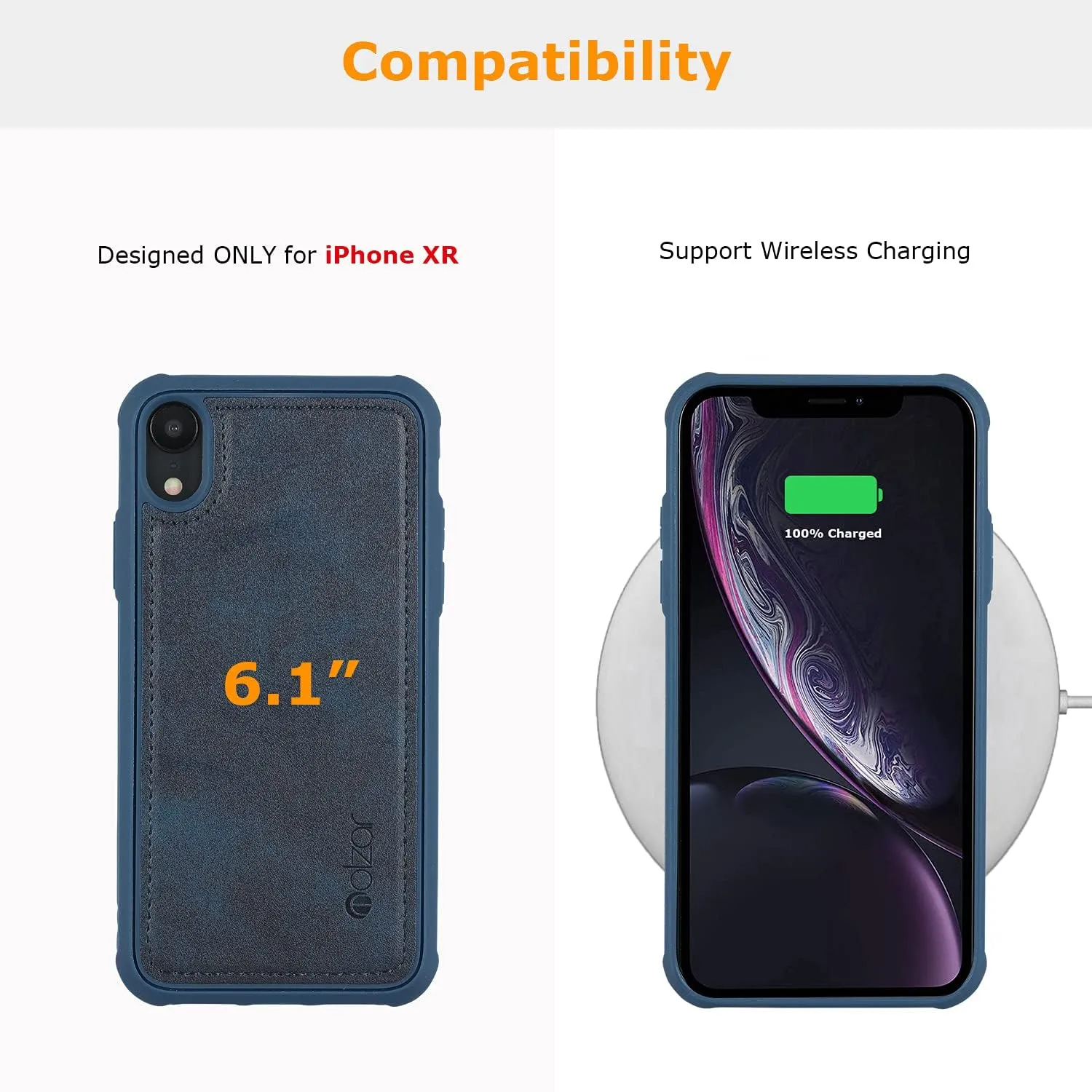 molzar MAG Series for iPhone XR Case, Built-in Metal Plate for Magnetic Mount, Works with Qi-Certified Chargers, Compatible with iPhone XR, Blue