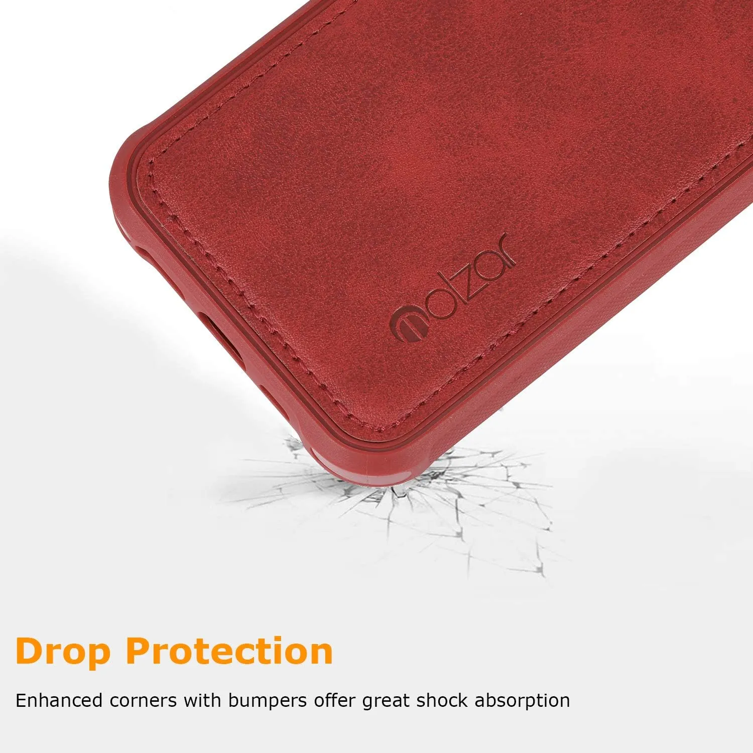 molzar MAG Series for iPhone XR Case, Built-in Metal Plate for Magnetic Mount, Works with Qi-Certified Chargers, Compatible with iPhone XR, Red