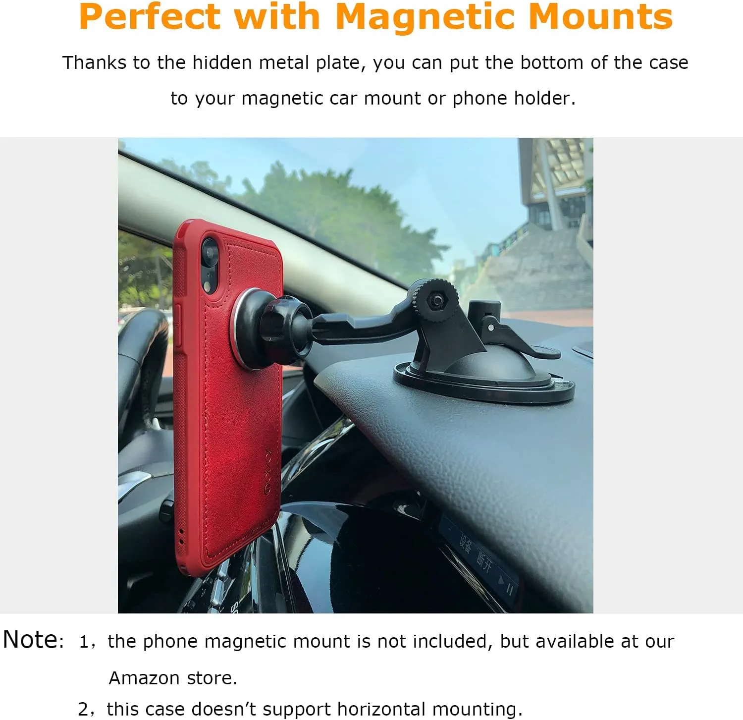 molzar MAG Series for iPhone XR Case, Built-in Metal Plate for Magnetic Mount, Works with Qi-Certified Chargers, Compatible with iPhone XR, Red