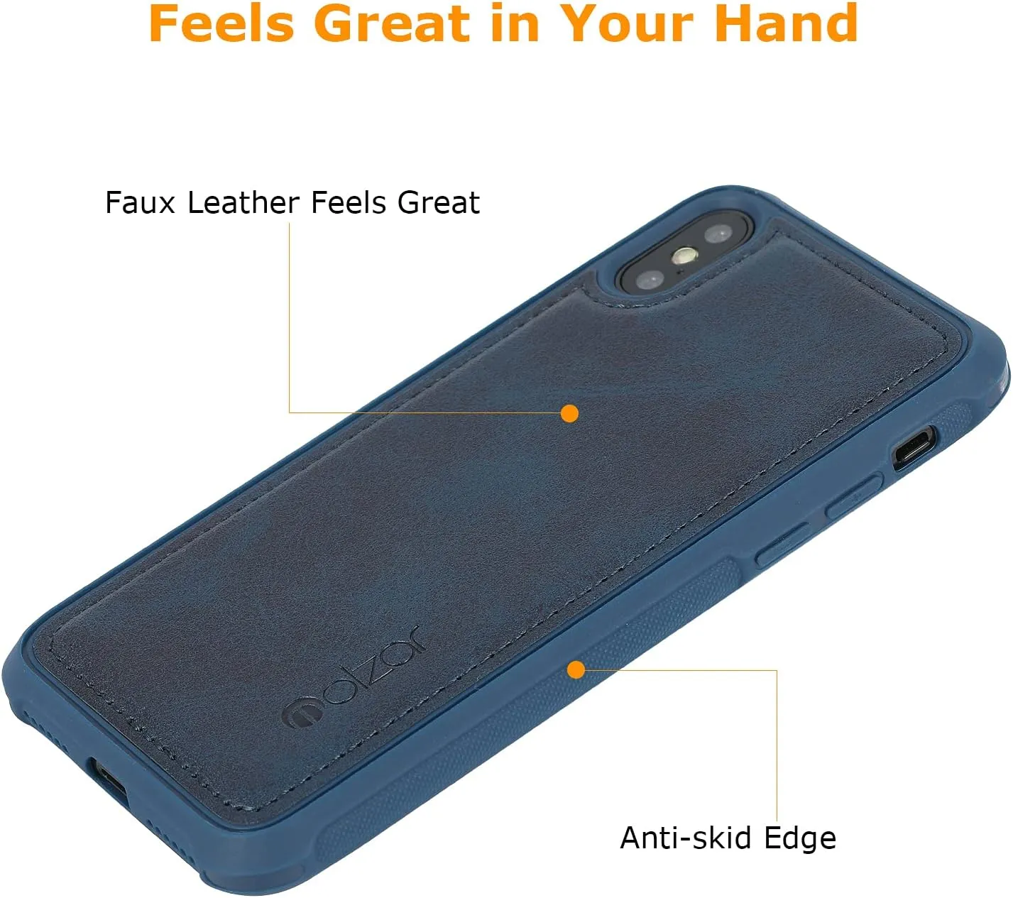 molzar MAG Series for iPhone Xs and iPhone X Case, Built-in Metal Plate for Magnetic Mount, Works with Qi-Certified Chargers, Compatible with iPhone Xs/X, Blue
