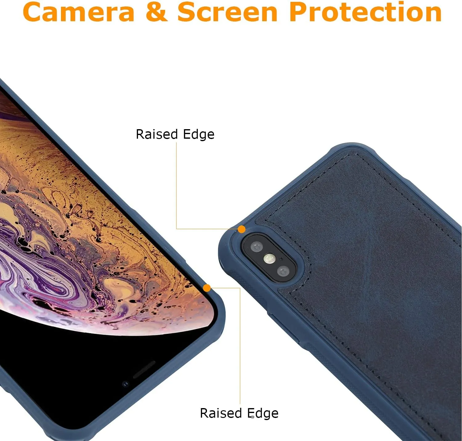 molzar MAG Series for iPhone Xs and iPhone X Case, Built-in Metal Plate for Magnetic Mount, Works with Qi-Certified Chargers, Compatible with iPhone Xs/X, Blue