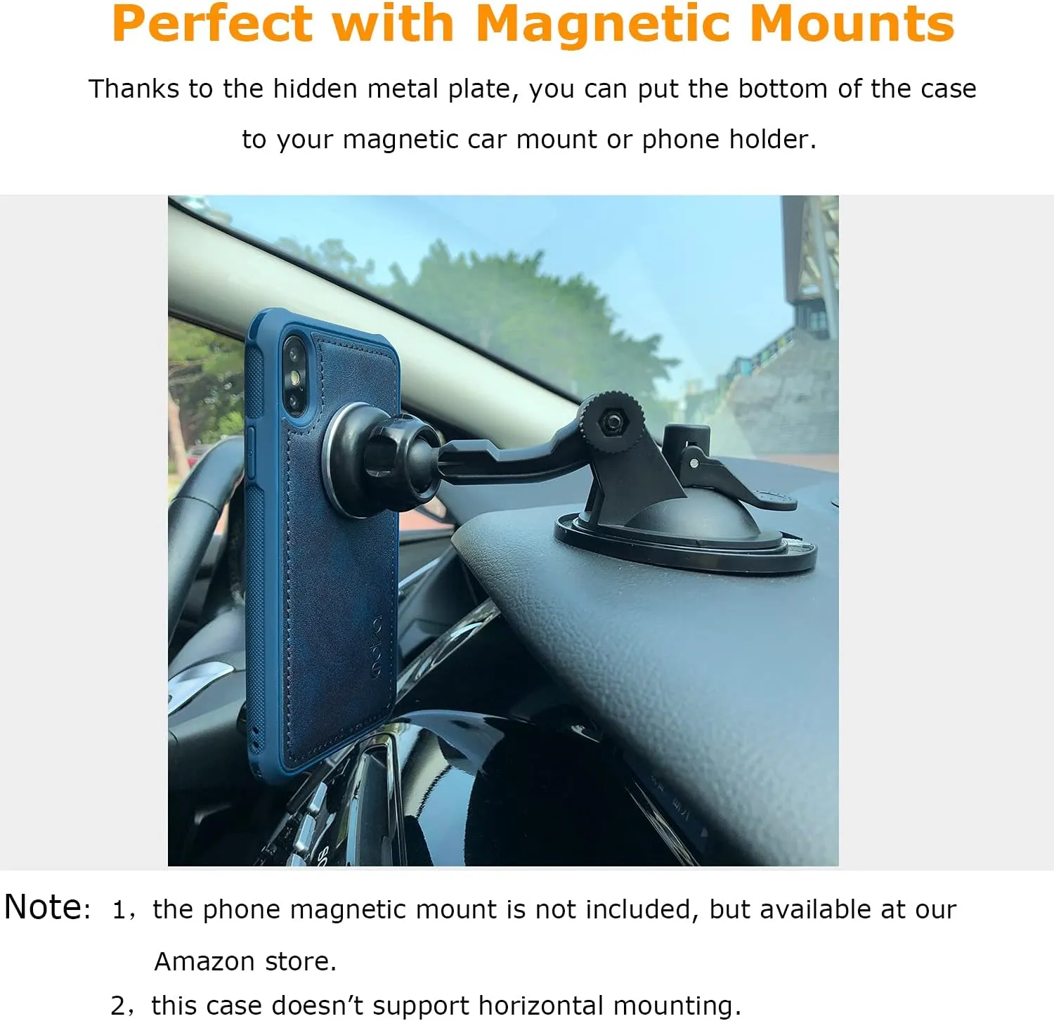 molzar MAG Series for iPhone Xs and iPhone X Case, Built-in Metal Plate for Magnetic Mount, Works with Qi-Certified Chargers, Compatible with iPhone Xs/X, Blue