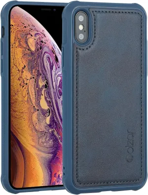 molzar MAG Series for iPhone Xs and iPhone X Case, Built-in Metal Plate for Magnetic Mount, Works with Qi-Certified Chargers, Compatible with iPhone Xs/X, Blue