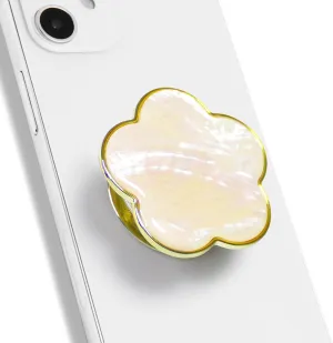 Mother of Pearl Daisy Floral Phone Grip & Stand - Elegant Adhesive & Magsafe Compatible Phone Holder for Secure Grip and Hands-Free Viewing (Crme, Adhesive)