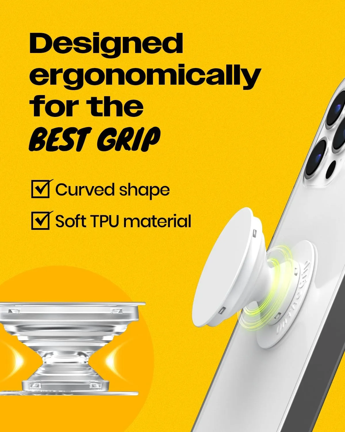 Mother of Pearl Daisy Floral Phone Grip & Stand - Elegant Adhesive & Magsafe Compatible Phone Holder for Secure Grip and Hands-Free Viewing (Crme, Adhesive)