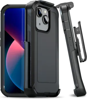 MOTIVE Designed for iPhone 13 Case with Belt Clip, Rugged Military Grade Holster, Heavy Duty Protection Cover for Men, Quad Layer Design for Apple iPhone 13 Case Black, 6.1" Protective Phone Case