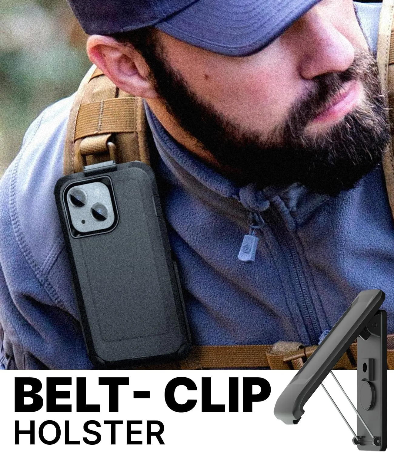 MOTIVE Designed for iPhone 13 Case with Belt Clip, Rugged Military Grade Holster, Heavy Duty Protection Cover for Men, Quad Layer Design for Apple iPhone 13 Case Black, 6.1" Protective Phone Case