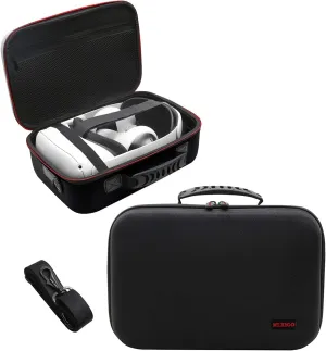 NexiGo Hard Carrying Case for Oculus Quest 2 and 3 with Elite Strap, All-in-one, Lightweight, VR Gaming Headsets and Controllers Accessories, Hard Protective Travel Case with Shoulder Strap (Black)