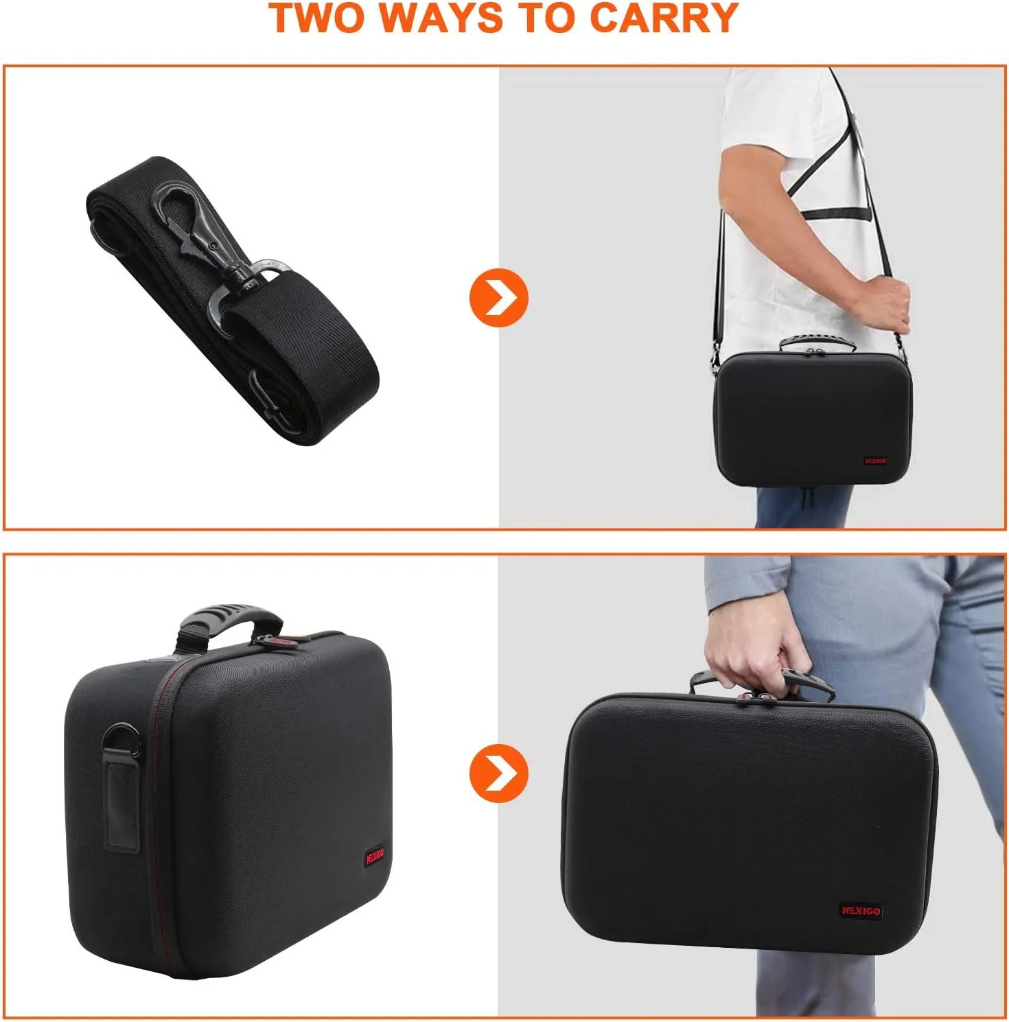 NexiGo Hard Carrying Case for Oculus Quest 2 and 3 with Elite Strap, All-in-one, Lightweight, VR Gaming Headsets and Controllers Accessories, Hard Protective Travel Case with Shoulder Strap (Black)