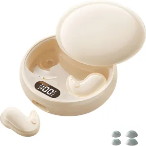 Noise Cancelling Sleep Earbuds - Wireless, Comfortable for Side Sleepers, Mini Design with Digital Display, Perfect for Deep Sleep for Sleeping, Working, Hiking (Beige)