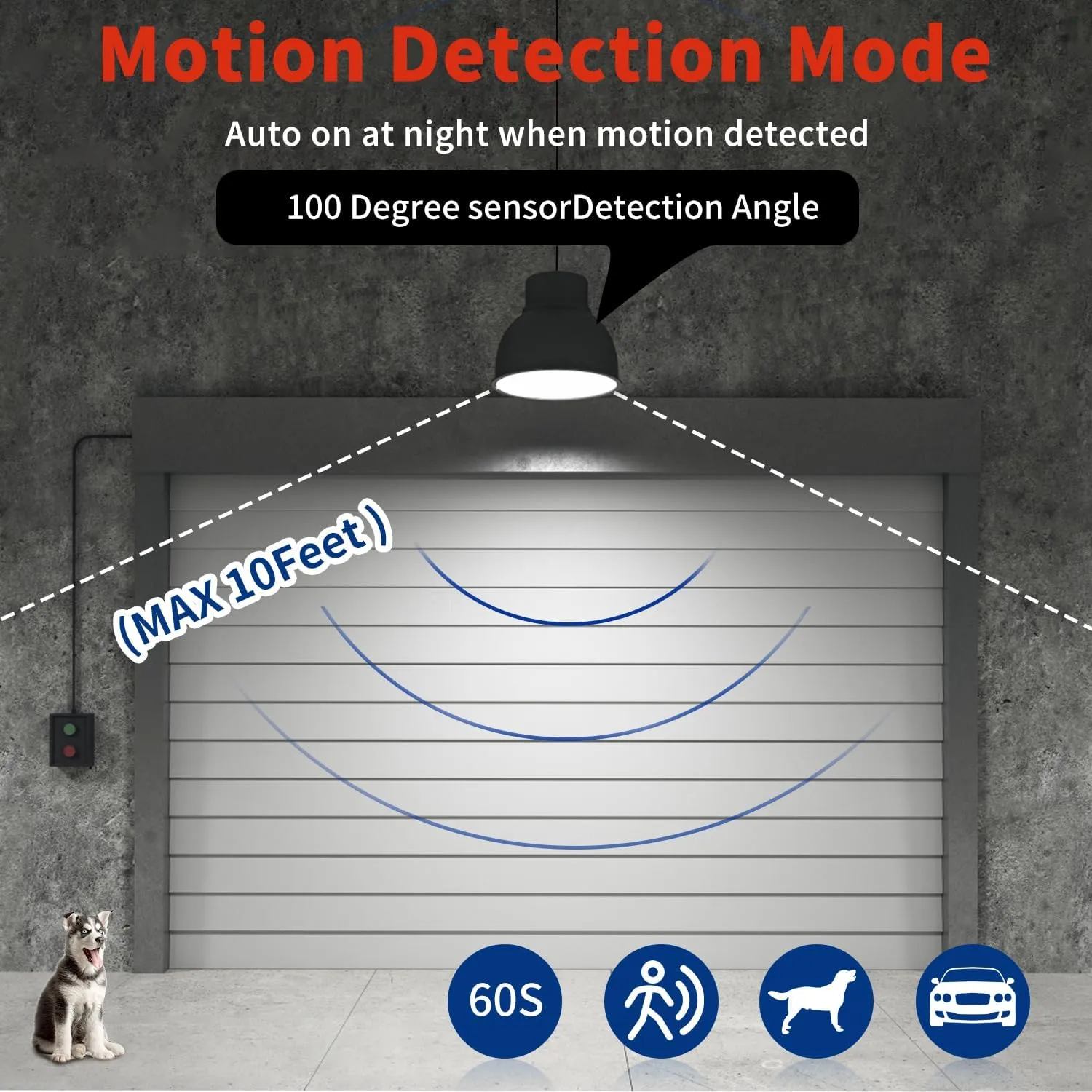 NS 100W Smart LED Bulb with Motion & Dusk-to-Dawn Sensor (16,000LM 5000K | CRI 90 | Flicker-Free) - E26/E39 Base - A19 Shape Aluminum Cooling Core - ETL Certified for Outdoor Security