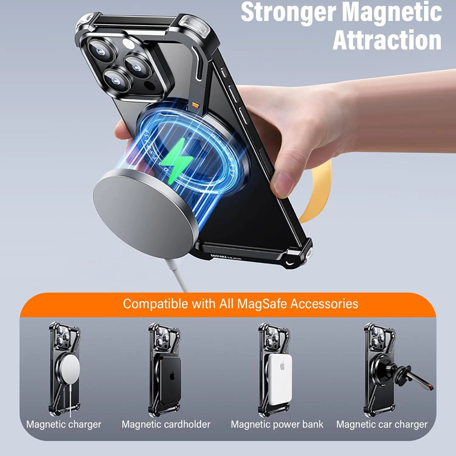 Omio for iPhone 16 Pro Bumper Case Compatible with MagSafe, Minimalist Phone Case with Magnetic Kickstand Slim Aluminum Metal Frameless Design Z Case Shockproof Stand Case for Men, Desert Titanium
