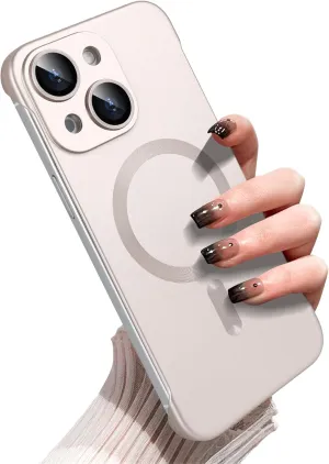 Omio Magnetic Slim Case for iPhone 13 Compatible with MagSafe, Matte PC Ultra-Thin Bumper Frameless Borderless Minimalist Design with Camera Lens Protector for Men Women, Gold Titanium