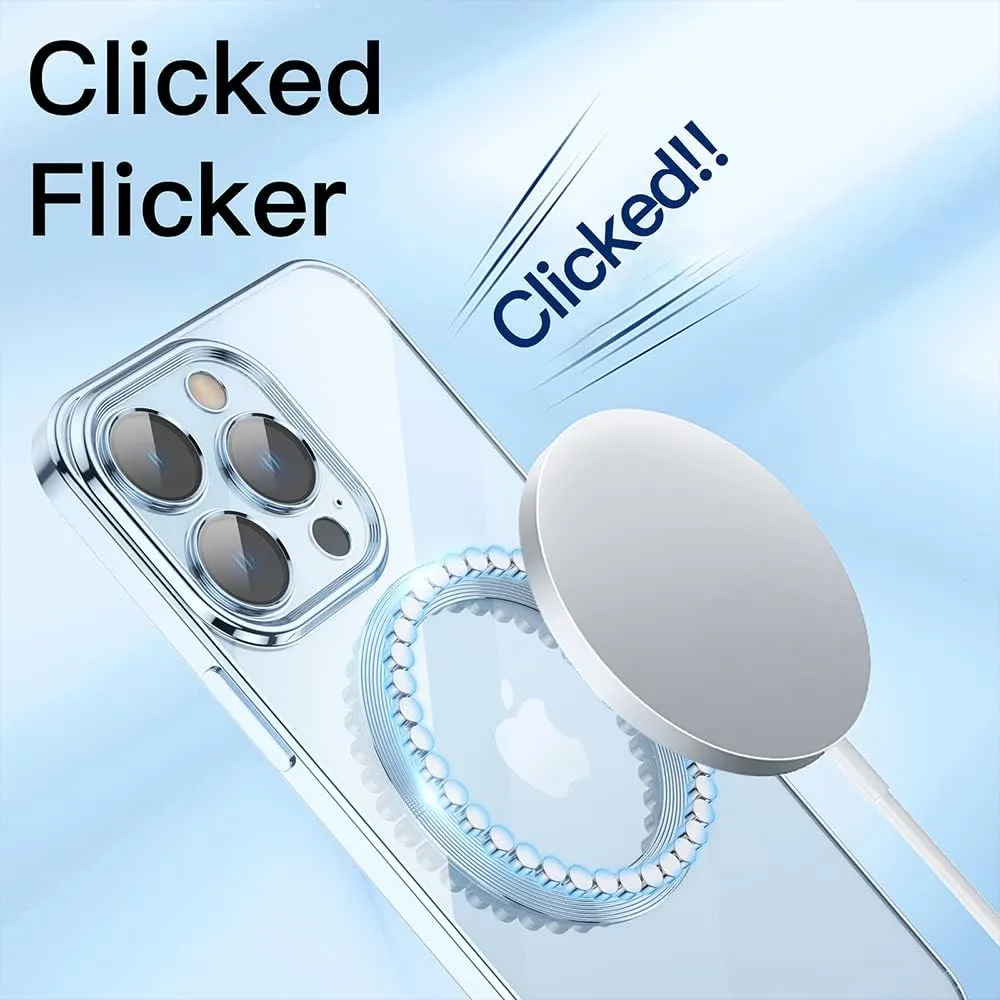 Omio Magnetic Slim Clear Case for iPhone 13 Pro Compatible with MagSafe, Clear Plating Ultra-Thin Bumper Frameless Borderless Design with Full Camera Lens Protector for Women Men, Clear