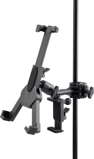 On-Stage TCM1500 Tablet/Smartphone Holder (Setup for Tablets, Computers, E-Readers, Smartphones, and Phablets, Clamp Mount, Nonslip Padding, Adjustable Angle and Rotation, External Battery Holder)