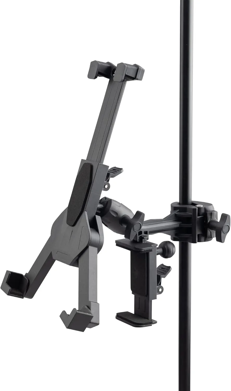 On-Stage TCM1500 Tablet/Smartphone Holder (Setup for Tablets, Computers, E-Readers, Smartphones, and Phablets, Clamp Mount, Nonslip Padding, Adjustable Angle and Rotation, External Battery Holder)