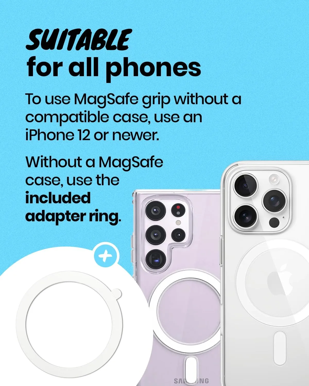 OnTheGrip Compatible with Magsafe Magnetic Authentic Translucent Color Design Collapsible Mobile Phone Grip Stand Holder for Smartphone Tablet Cell Phone Accessory (Violet)