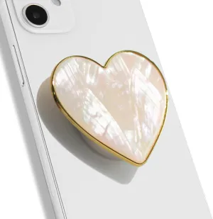 OnTheGrip Cute Natural Seashell Design Heart Shape Collapsible Mobile Phone Grip Stand Holder for Smartphone Tablet Cell Phone Accessory (Crme)