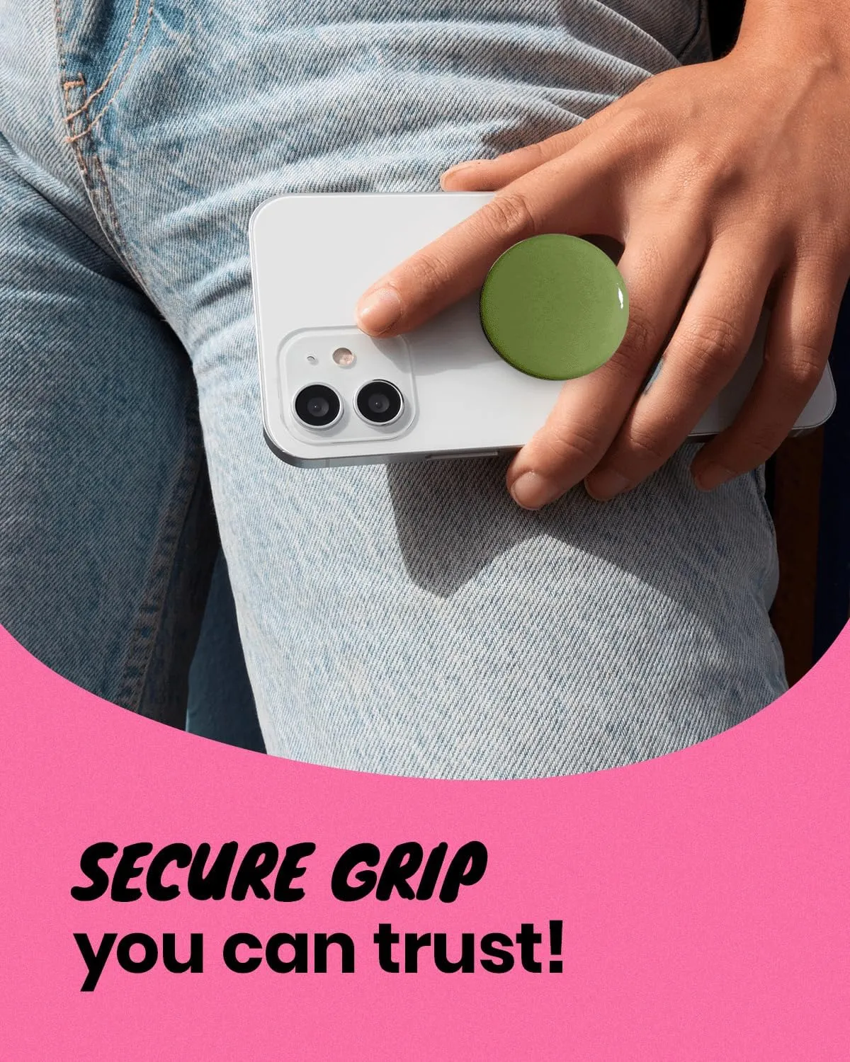 OnTheGrip Cute Solid Macaron Color Round Shape Collapsible Mobile Phone Grip Stand Holder for Smartphone Tablet Cell Phone Accessory (Jade Green)