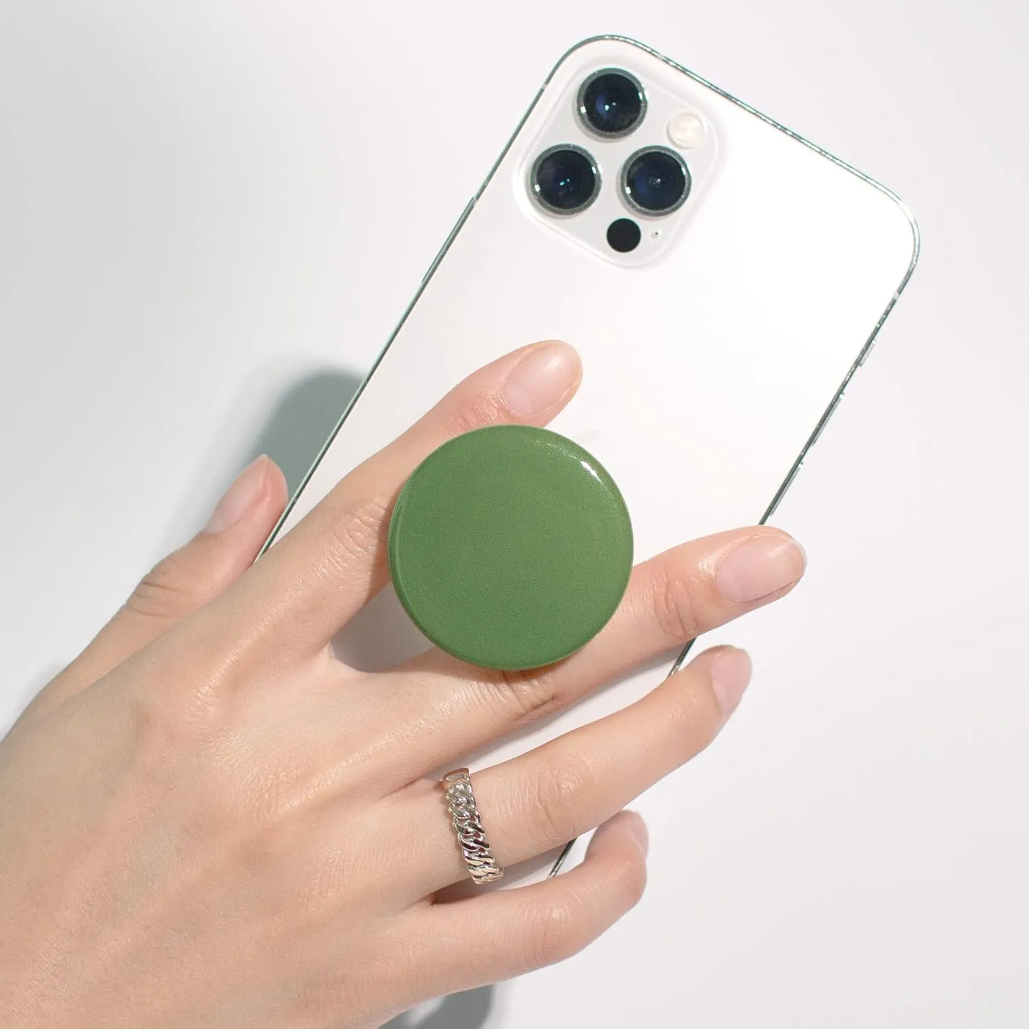 OnTheGrip Cute Solid Macaron Color Round Shape Collapsible Mobile Phone Grip Stand Holder for Smartphone Tablet Cell Phone Accessory (Jade Green)