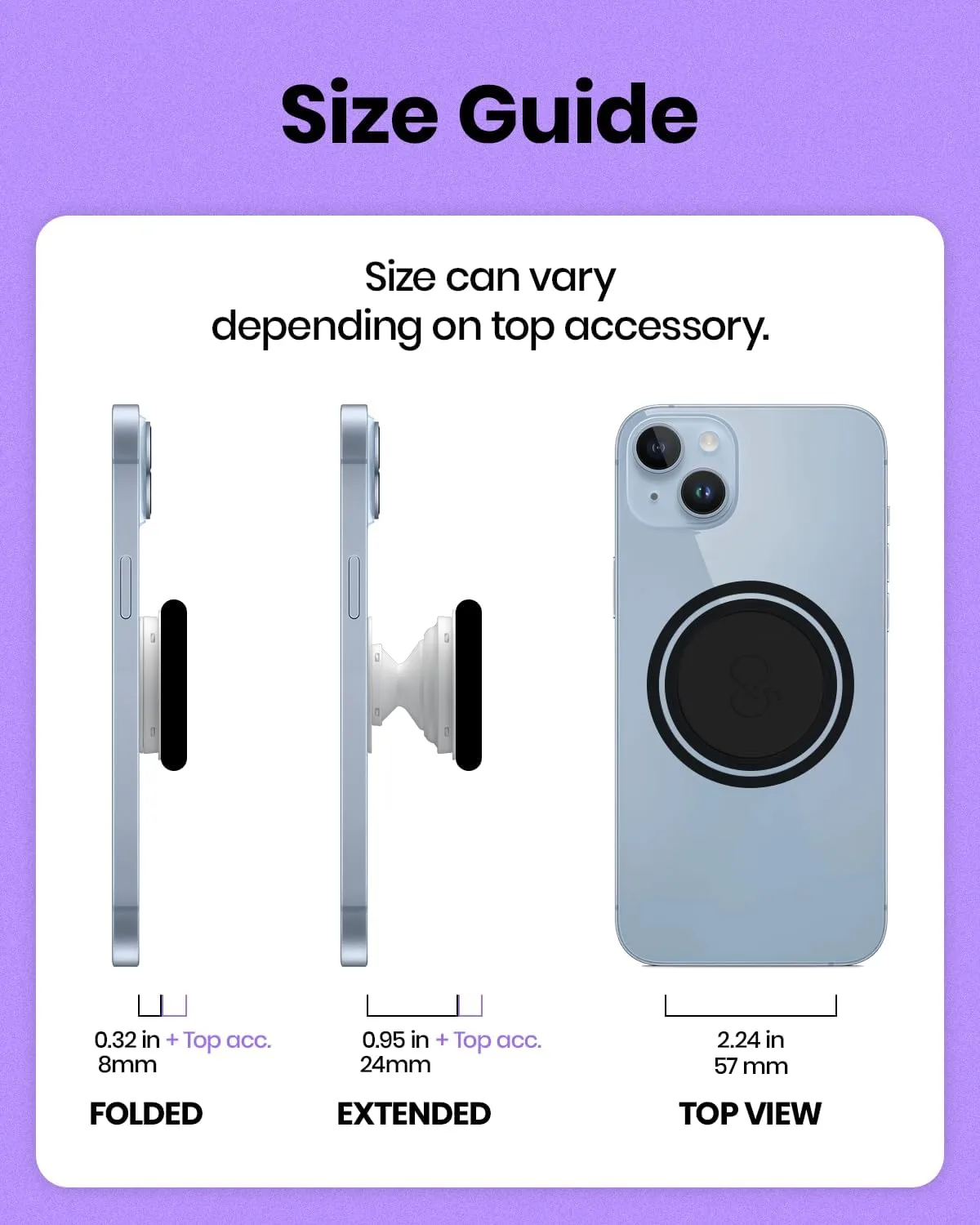 OnTheGrip Cute Transparent Daisy Flower Shape Design Mobile Phone Grip Compatible with Magsafe Multi Functional Collapsible Stand Holder for Smartphone Tablet Cell Phone Accessory (White)