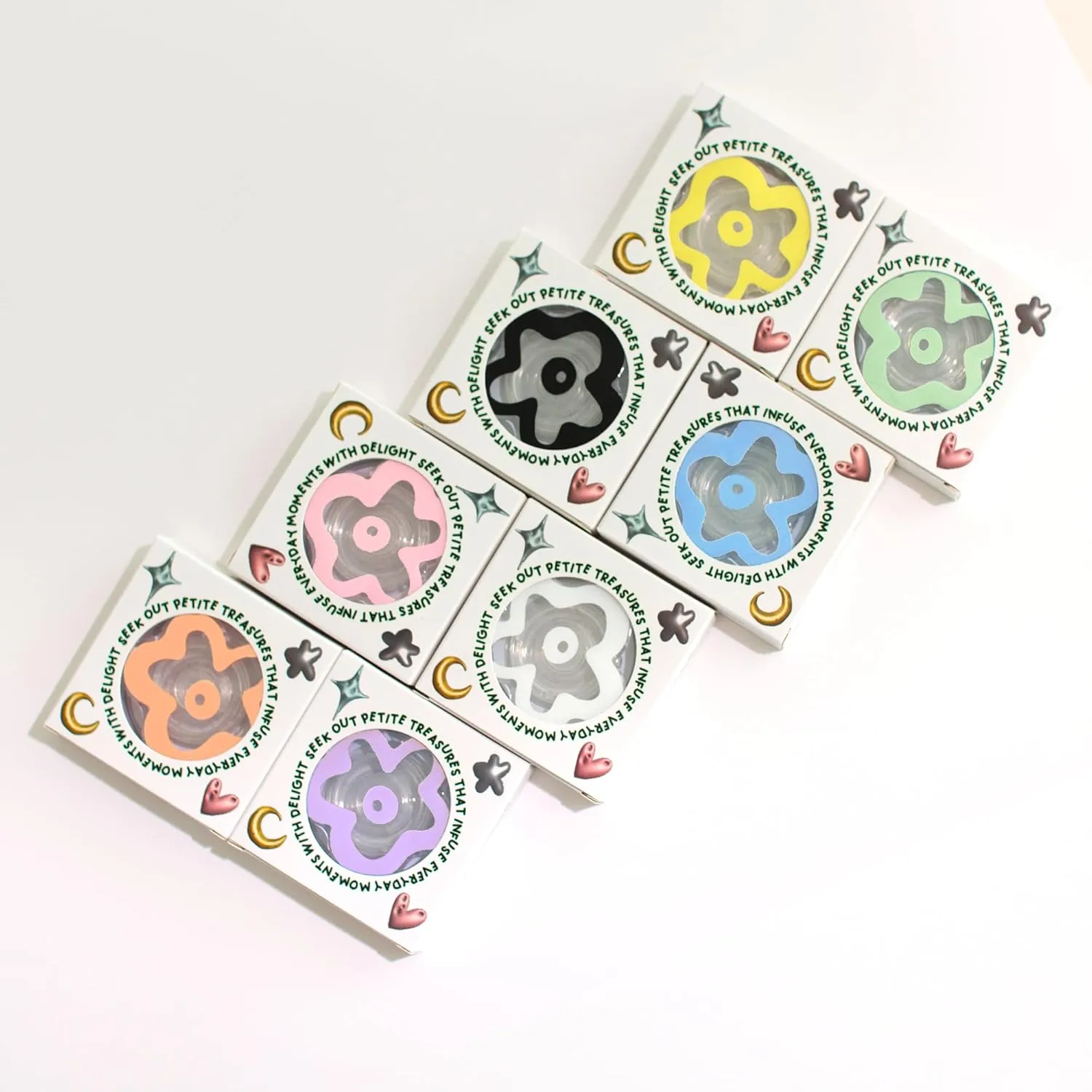 OnTheGrip Cute Transparent Daisy Flower Shape Design Mobile Phone Grip Compatible with Magsafe Multi Functional Collapsible Stand Holder for Smartphone Tablet Cell Phone Accessory (White)