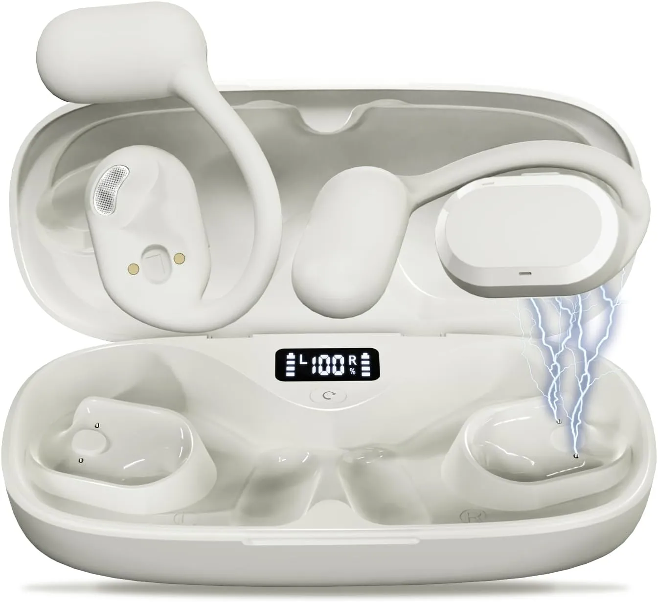 Open Ear Headphones Over Ear Buds, IP67 Waterproof True Wiress Earbuds with Dual DSP Noise Cancelling Mic for Work Sports, Advanced Bluetooth V5.4