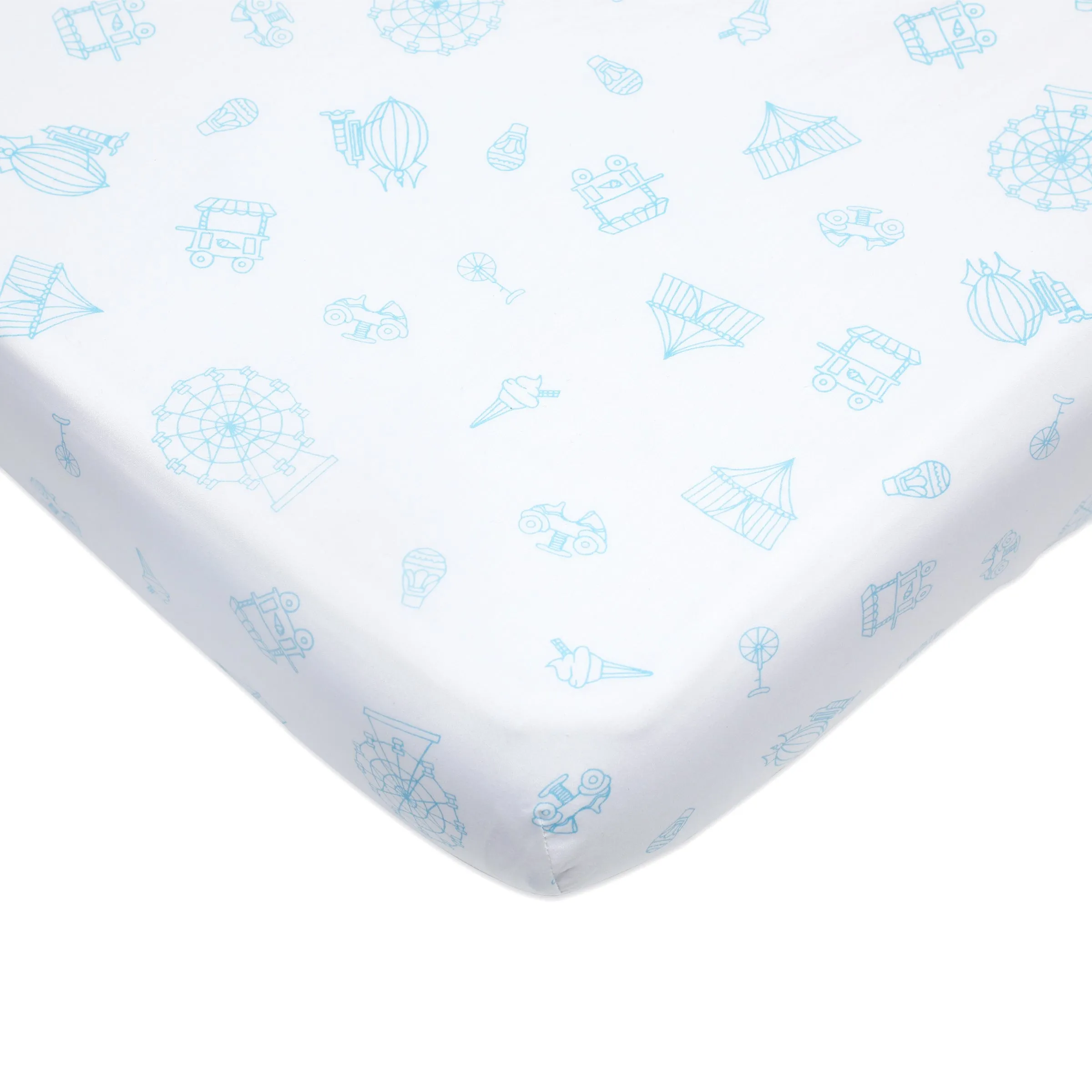 Organic Cotton Fitted Cot Sheet  Carnival Blue