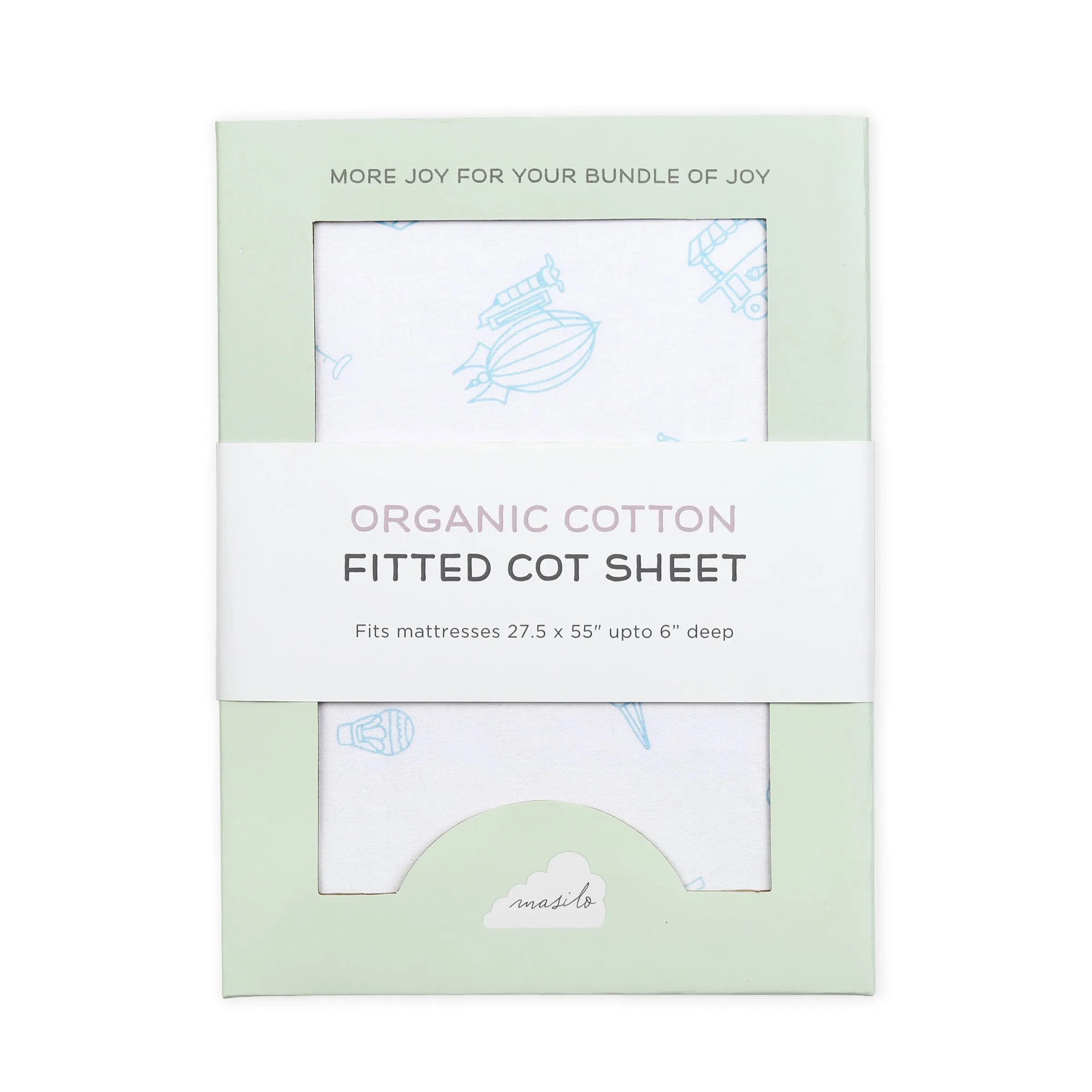 Organic Cotton Fitted Cot Sheet  Carnival Blue