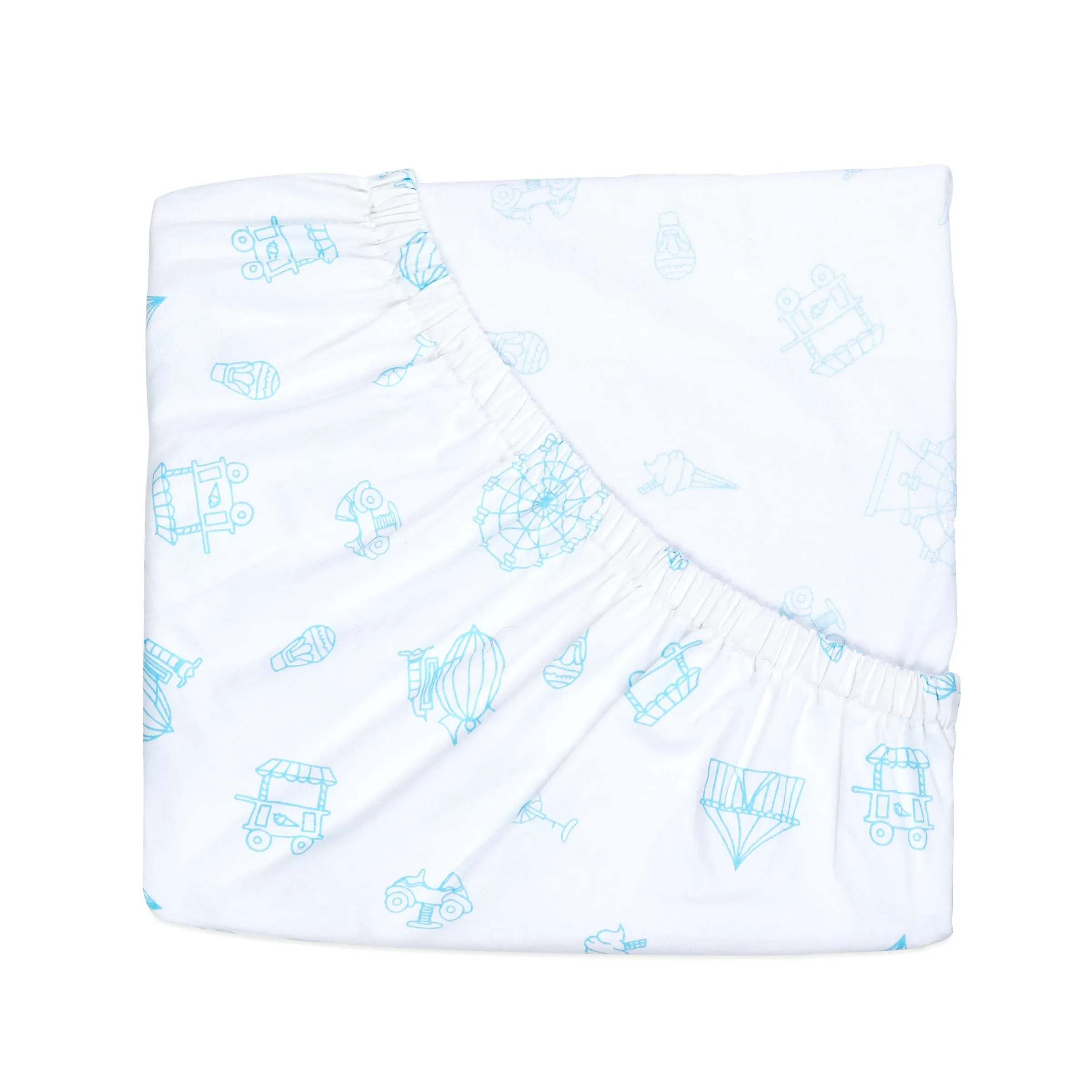 Organic Cotton Fitted Cot Sheet  Carnival Blue