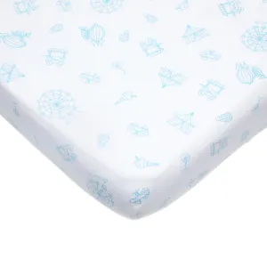 Organic Cotton Fitted Cot Sheet  Carnival Blue