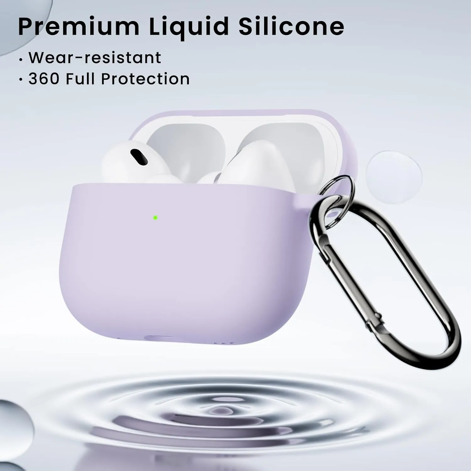 ORNARTO for AirPods Pro 2 Case, Compatible with AirPods Pro 1st/2nd Generation, Soft Silicone Cover with Cleaner Kit, Eartips Protector & Keychain-Pastel Purple