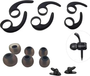 Pack: 3 Pairs (LMS) Ear Wing Tips Silicone Hooks Replacement Fins, 3 Pairs (LMS) Eartips Replacement Buds for in-Ear Sport Earphone, 2 Pcs 360 Cord Clips, for Jaybird X4 X3 X2 X More