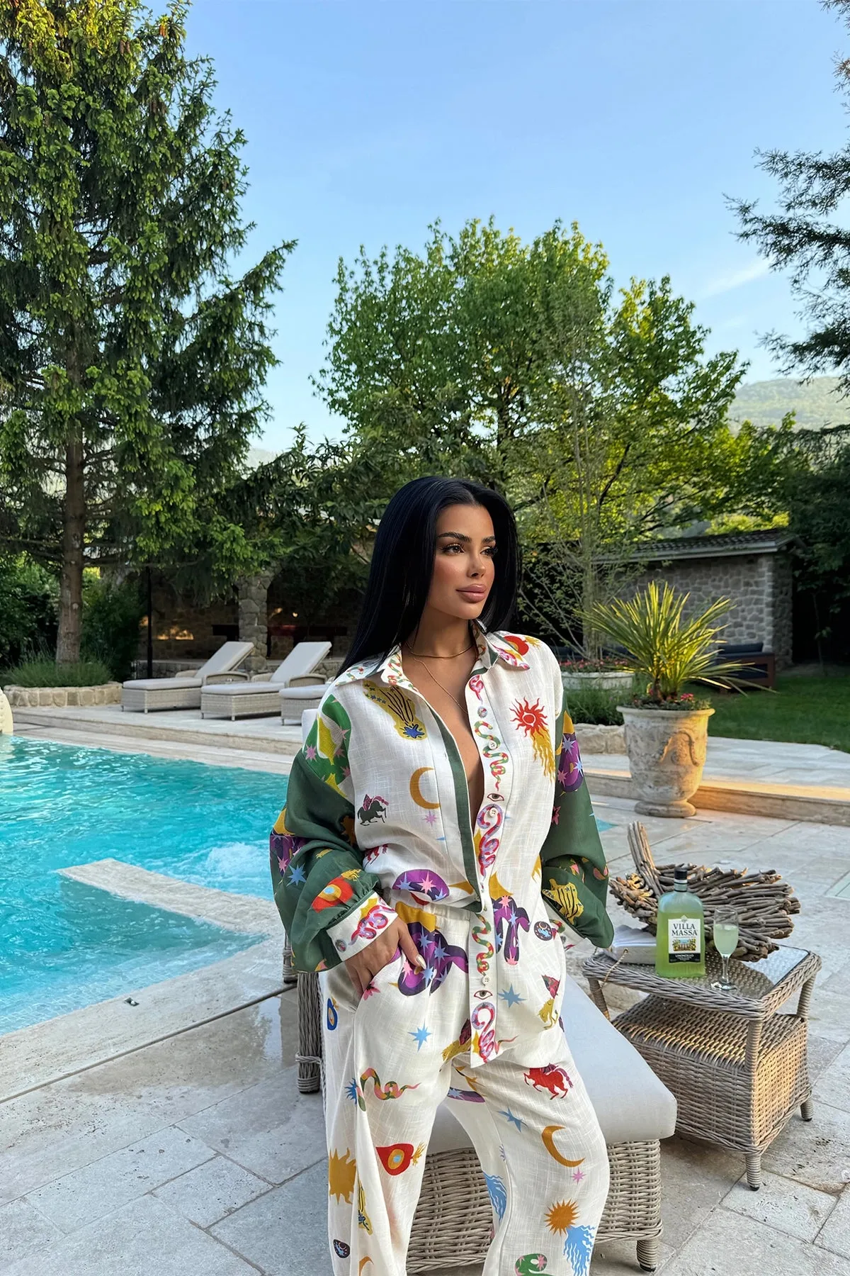 Patterned Shirt Set