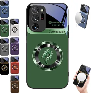 Personalized Name Magnetic Gradient Dragon Pattern Glass Phone Case, All-Inclusive Anti Fall Pattern Glass CaseCase for iPhone 16/15/14/13/12ProMax (Green,for 12 ProMax)